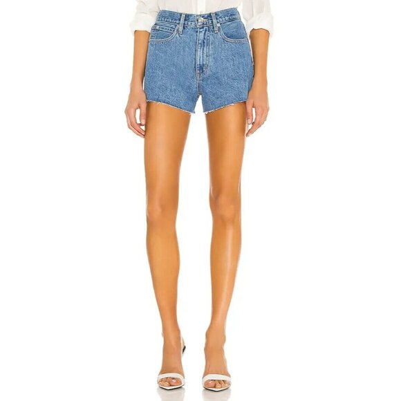 SLVRLAKE Farrah Blue Cut Off High Waist Denim Shorts, Size 30 $239 - Picture 1 of 6